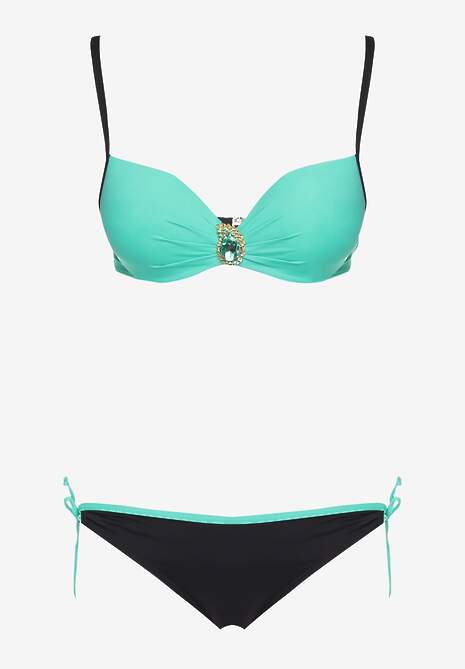 Zielone Bikini Stanik Z Ozdobn Aplikacj Majtki Wi Zane Figi Jolefia