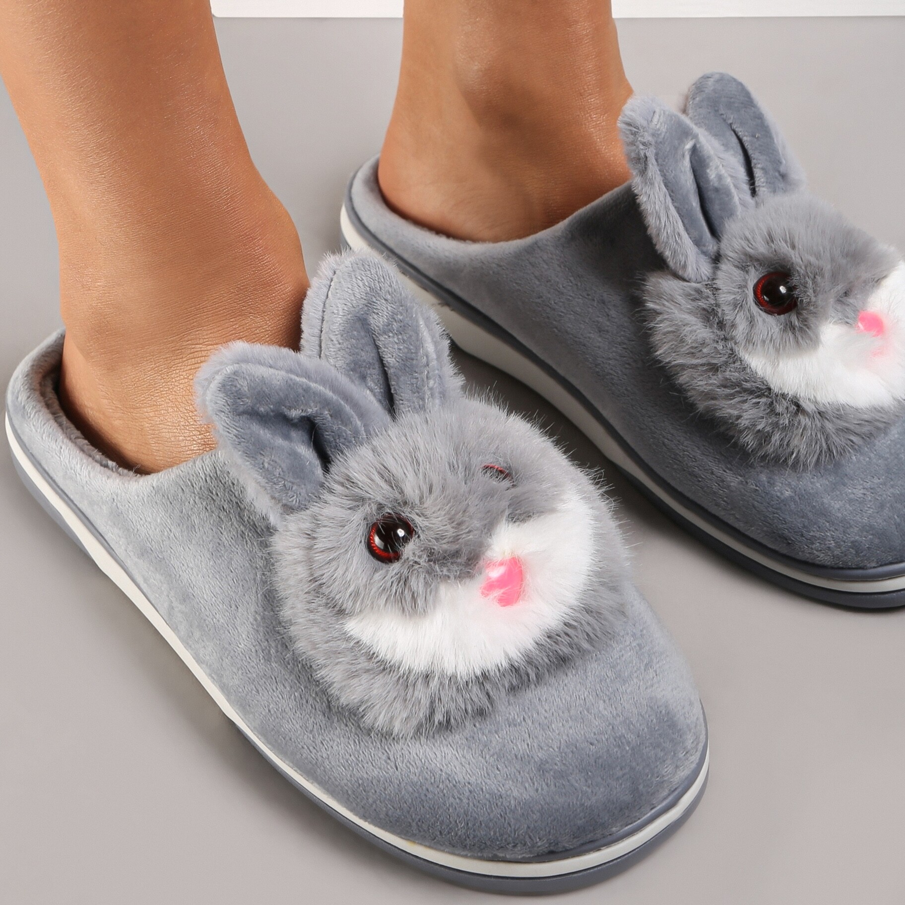 Szare Kapcie Antinna, szary, materiał tekstylny, Renee, damski, zimowy, rozmiar 40-41