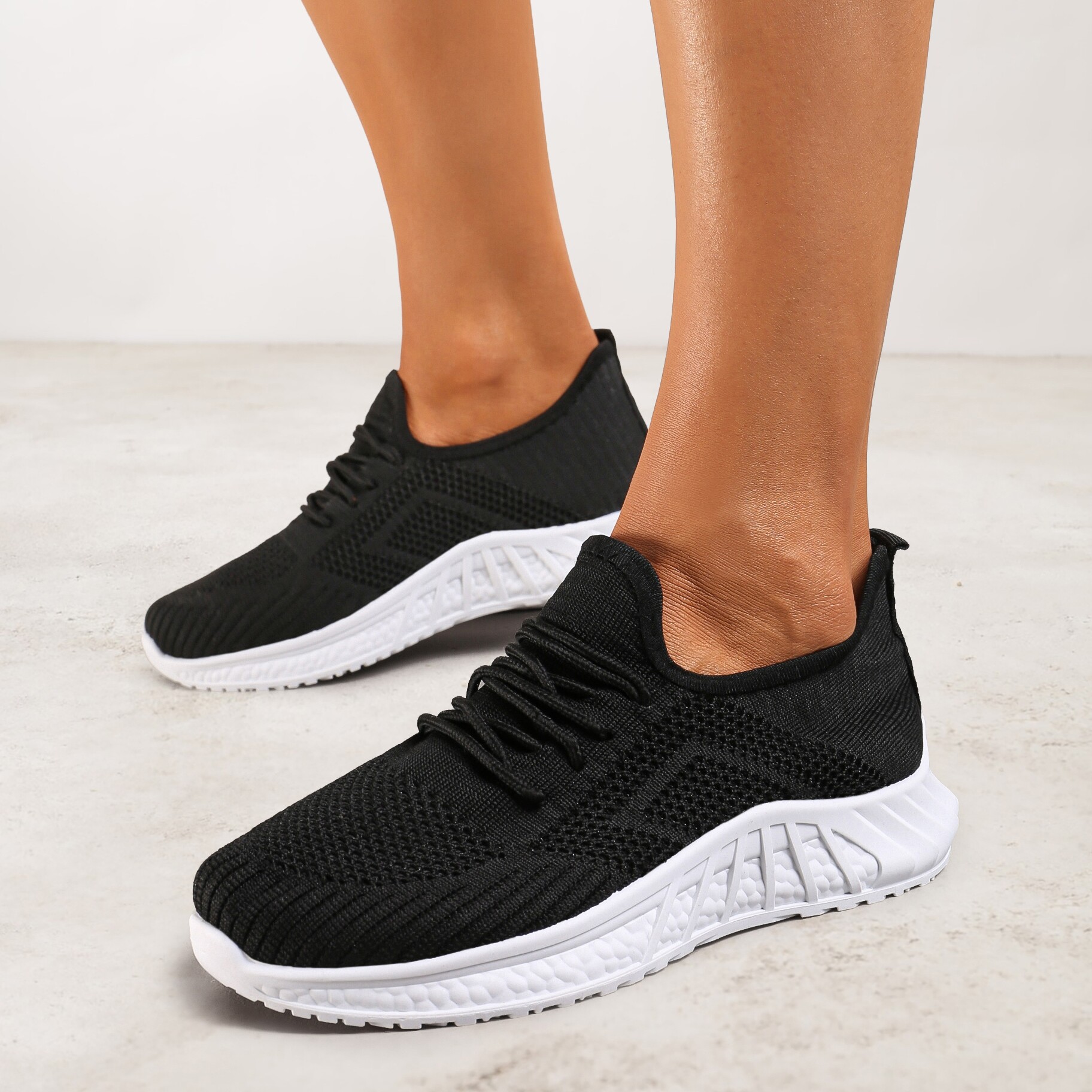 Czarne Buty Sportowe Bemostom, czarny, materiał tekstylny, Renee, damski, letni, rozmiar 36