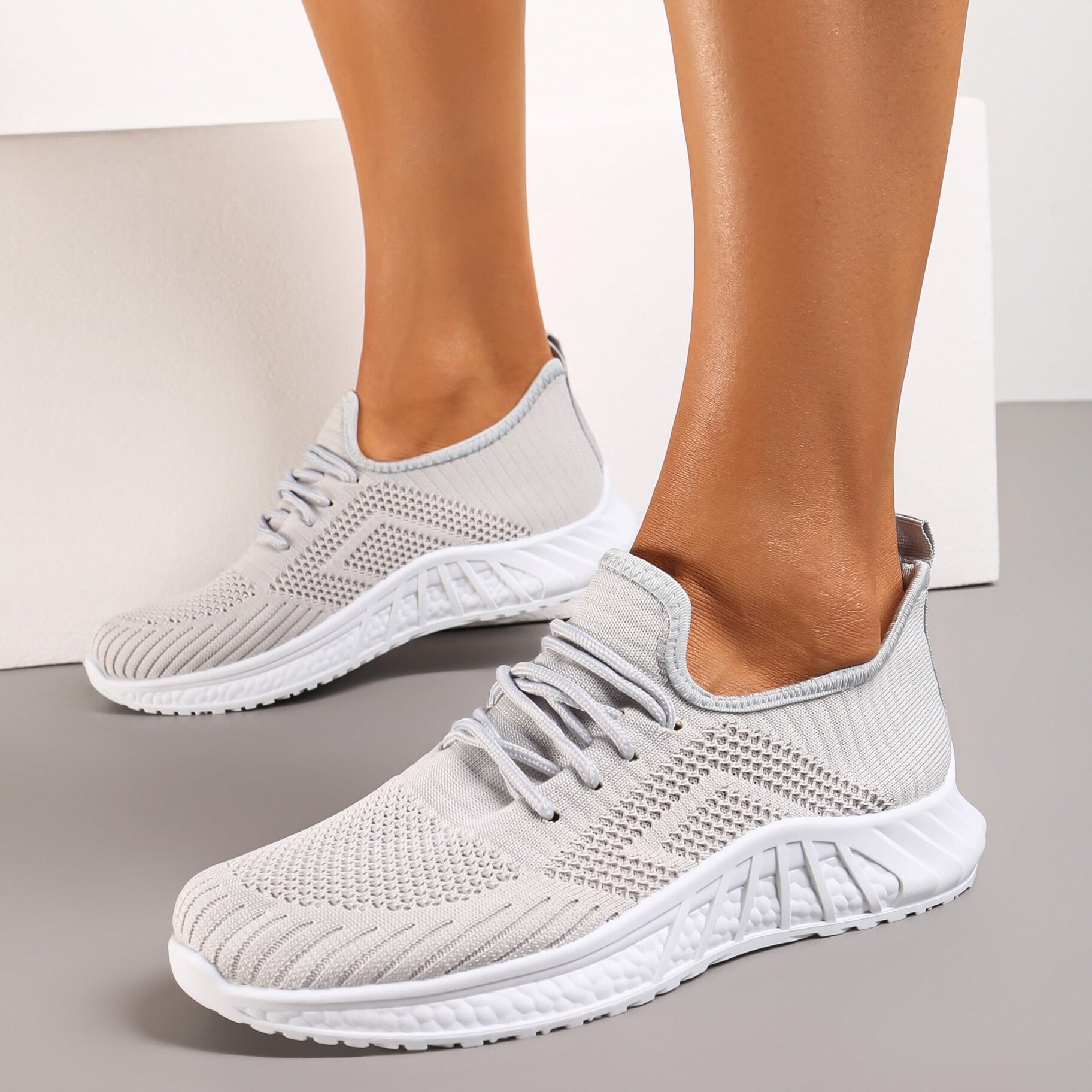 Szare Buty Sportowe Bemostom, szary, materiał tekstylny, Renee, damski, letni, rozmiar 38