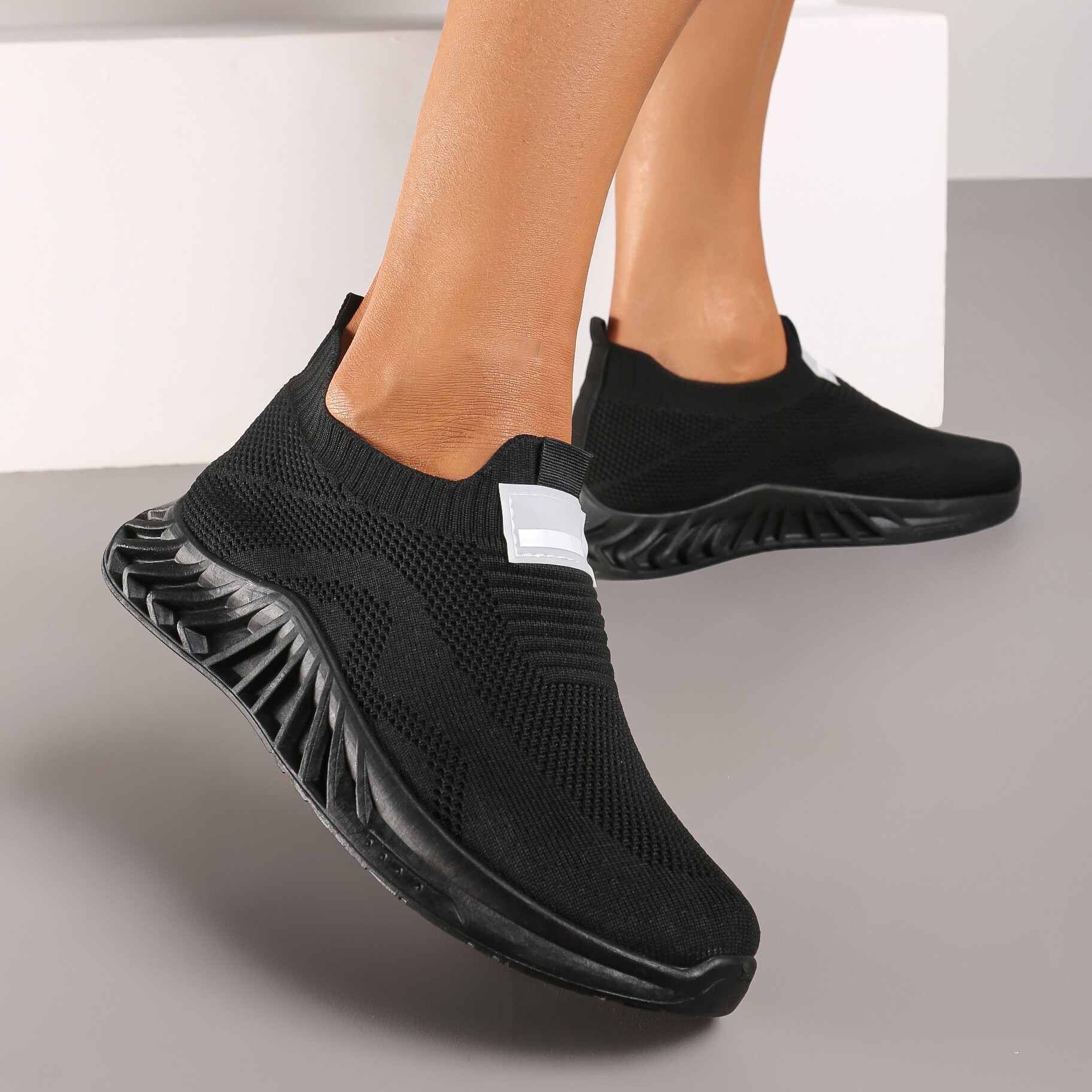 Czarne Buty Sportowe Briwen, czarny, materiał tekstylny, Renee, damski, przejściowy, rozmiar 39