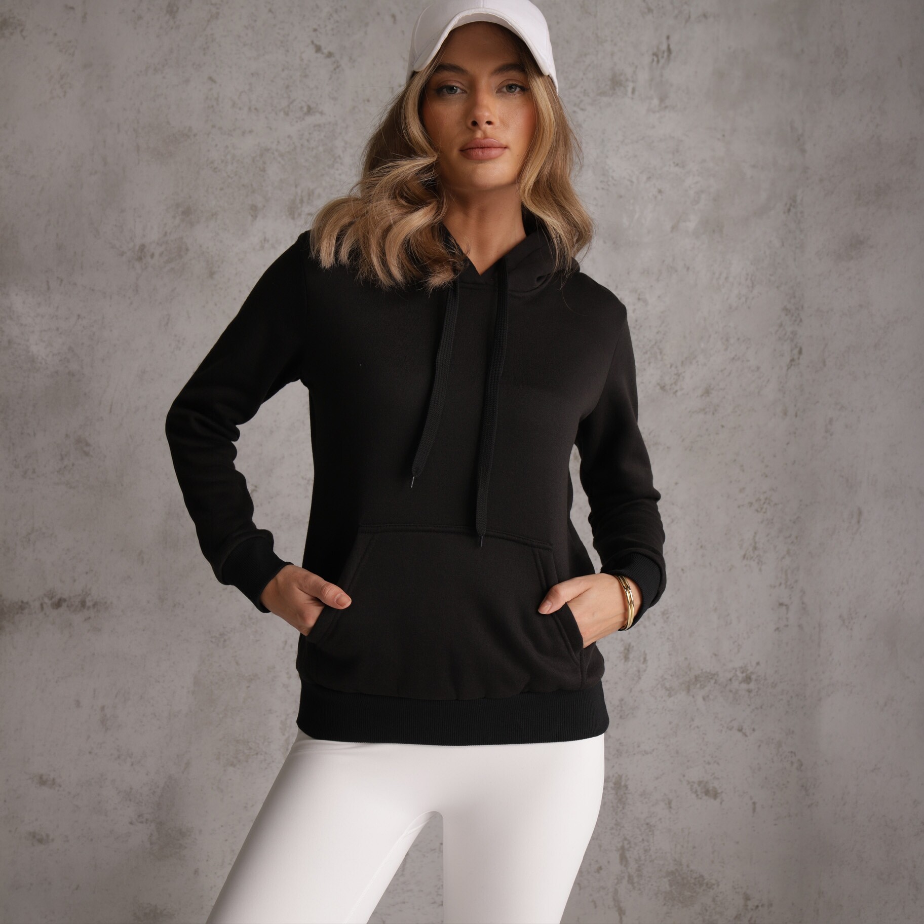 Czarna Bluza z Kapturem Corbetes, czarny, dzianina, Renee, damski, całoroczny, rozmiar L