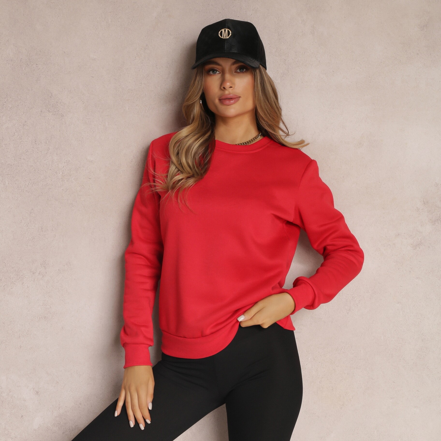 Czerwona Bluza Diyo, czerwony, dzianina, Renee, damski, całoroczny, rozmiar M