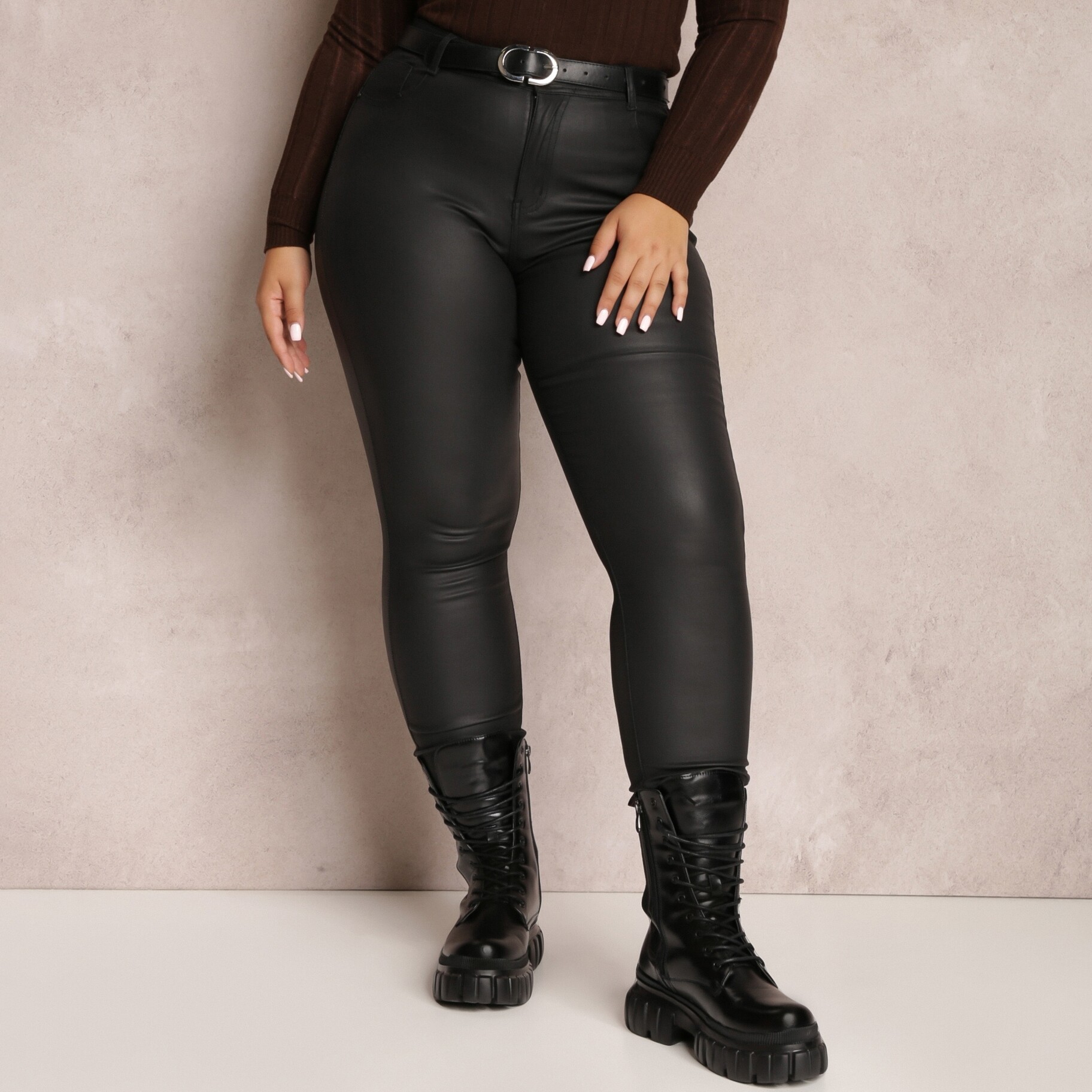 Czarne Spodnie Skinny Zangi, czarny, tkanina, Renee, damski, przejściowy, rozmiar 3XL