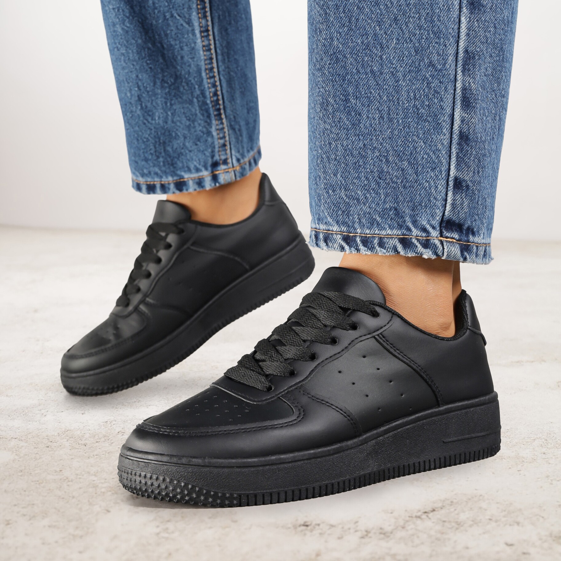 Czarne Sneakersy Sznurowane na Grubej Podeszwie Taleith, czarny, imitacja skóry, Renee, damski, przejściowy, rozmiar 36