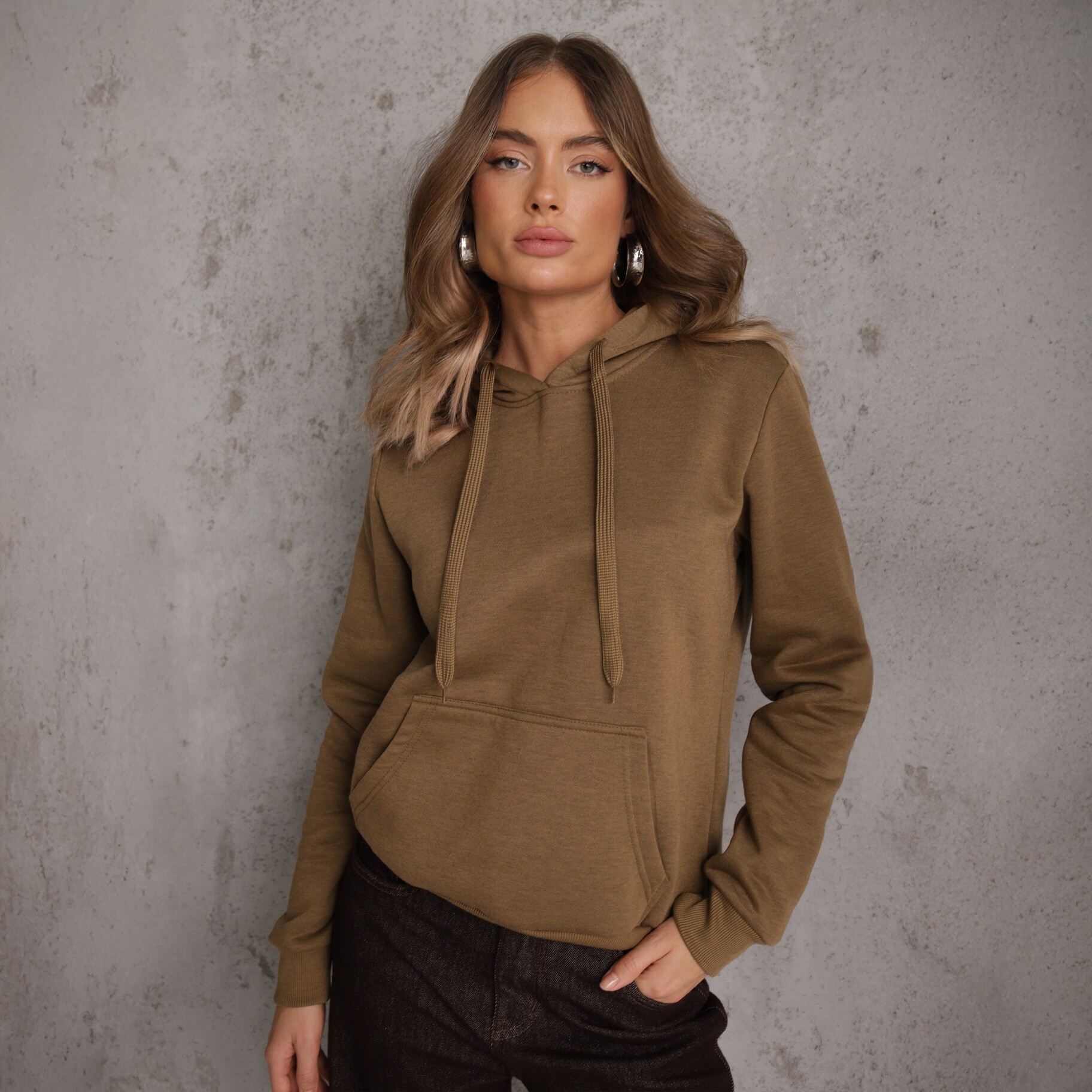 Ciemnozielona Bluza z Kapturem Corbetes, zielony, dzianina, Renee, damski, całoroczny, rozmiar L