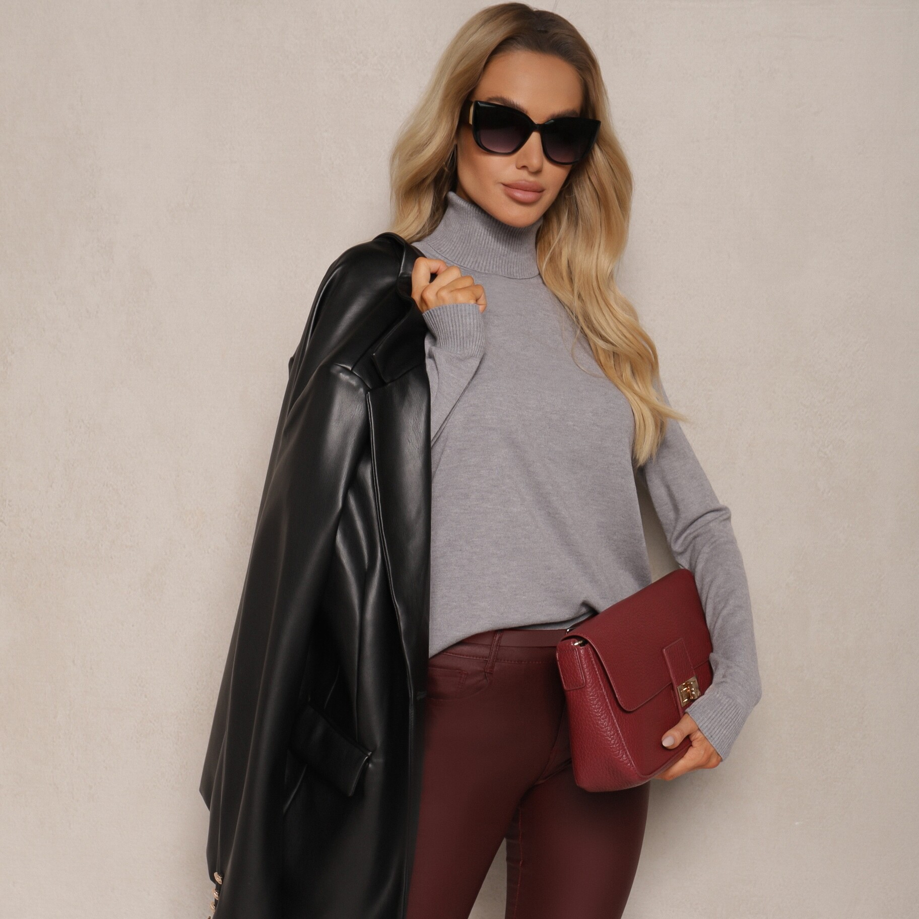 Szary Golf z Wełną i Kaszmirem o Klasycznym Kroju Giovane, szary, Renee, damski, zimowy, rozmiar L