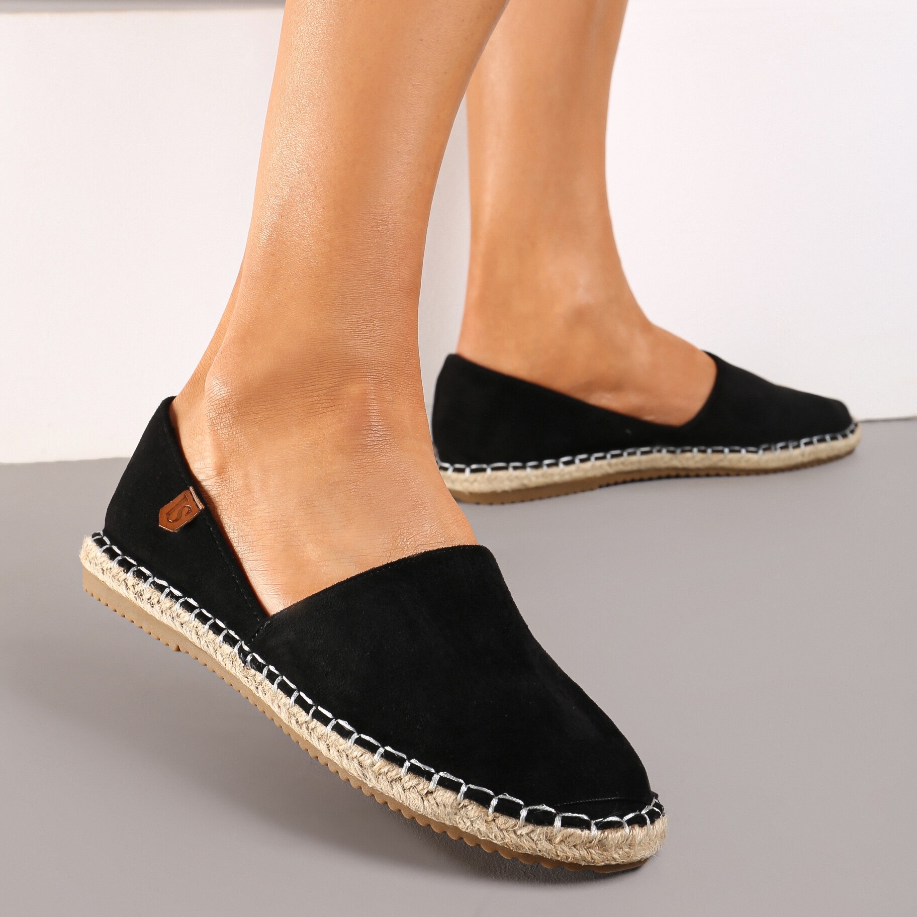 Czarne Espadryle Specialty, czarny, materiał tekstylny, Renee, damski, letni, rozmiar 36