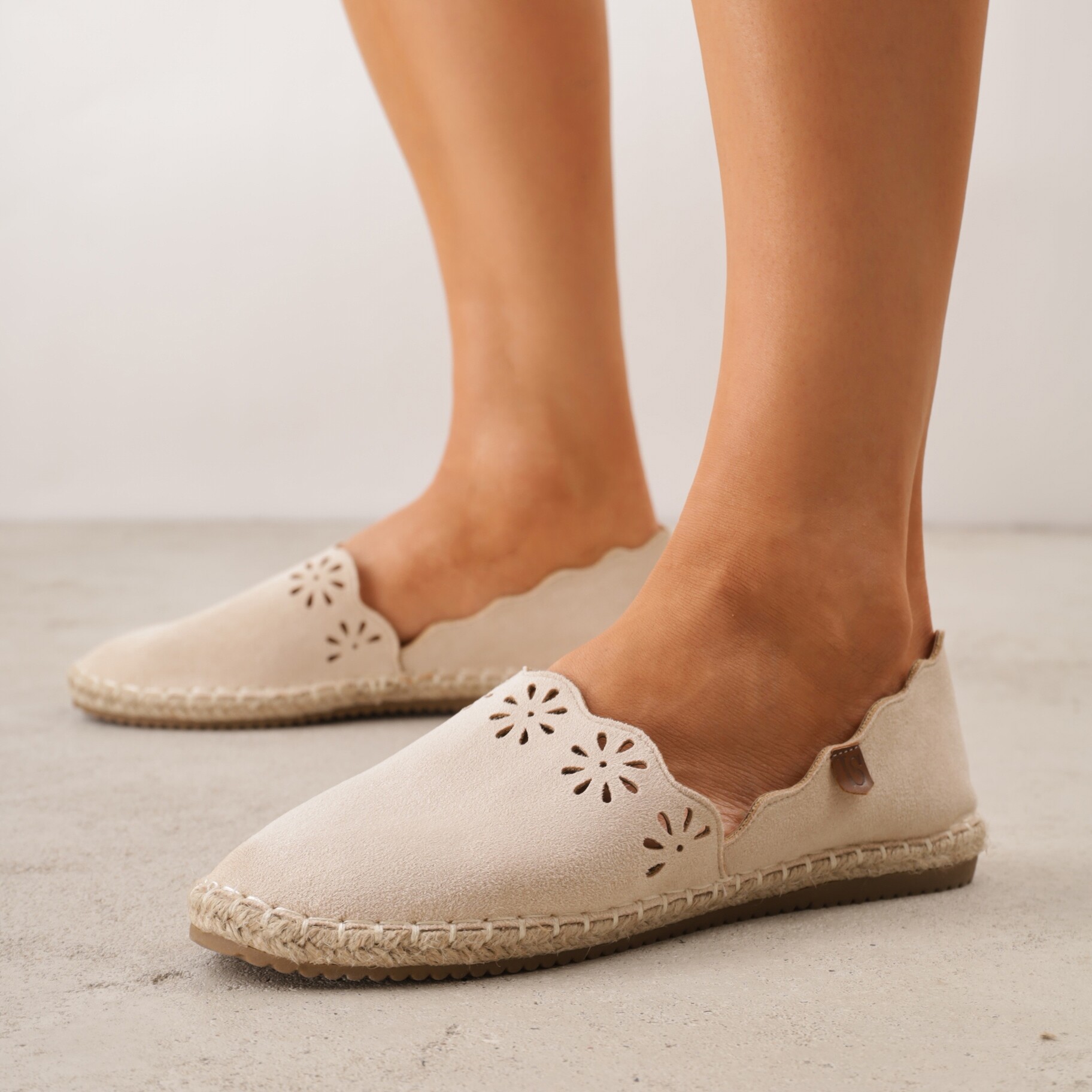 Beżowe Espadryle Mooch, beżowy, imitacja zamszu, Renee, damski, letni, rozmiar 36