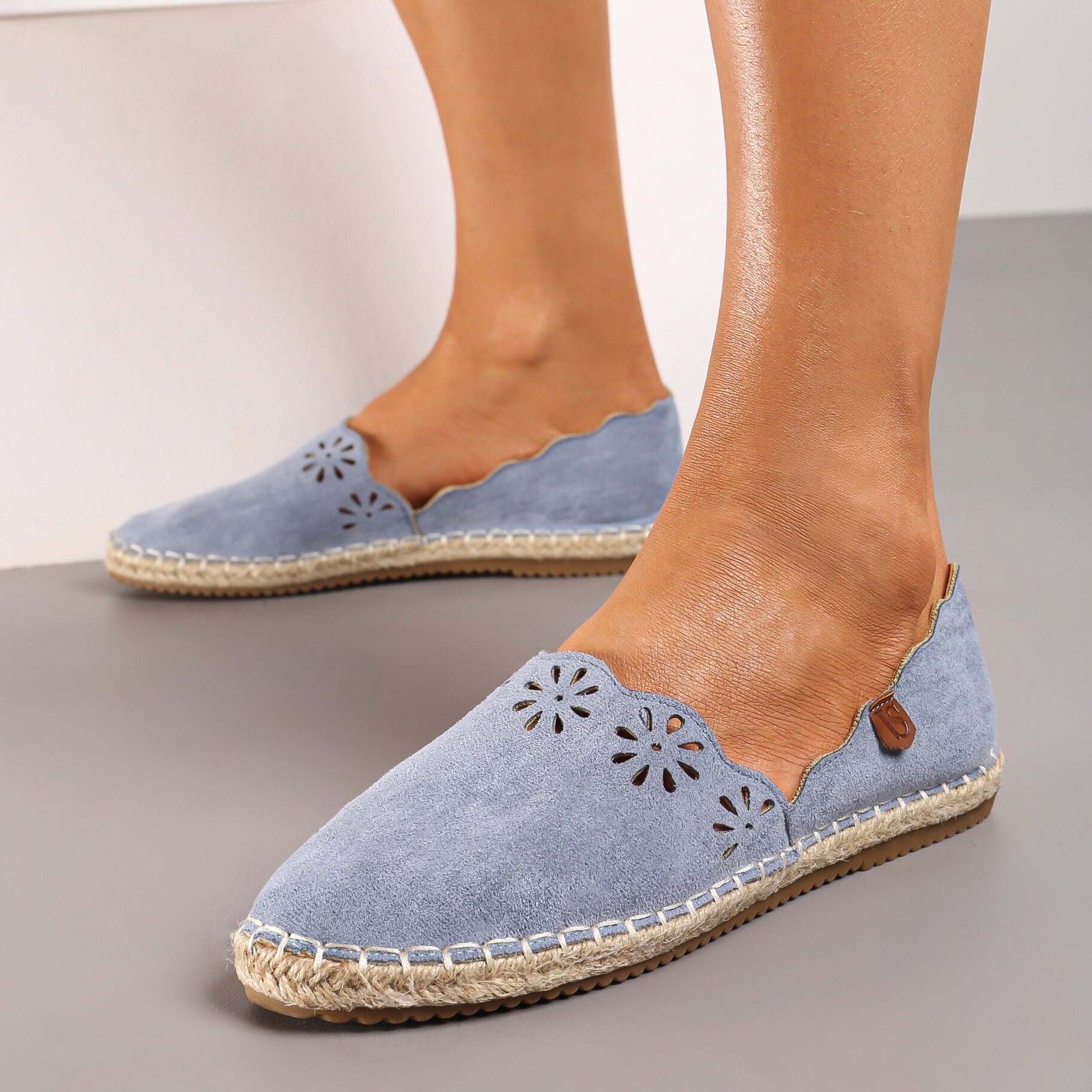 Niebieskie Espadryle Mooch, niebieski, imitacja zamszu, Renee, damski, letni, rozmiar 39