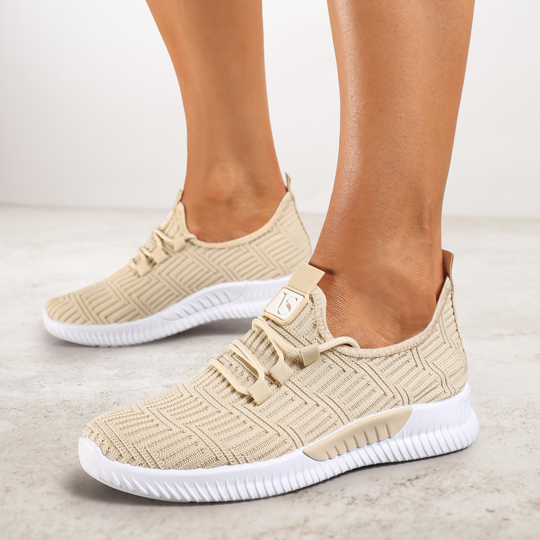 Beżowe Buty Sportowe Pudina, beżowy, materiał tekstylny, Renee, damski, letni, rozmiar 36