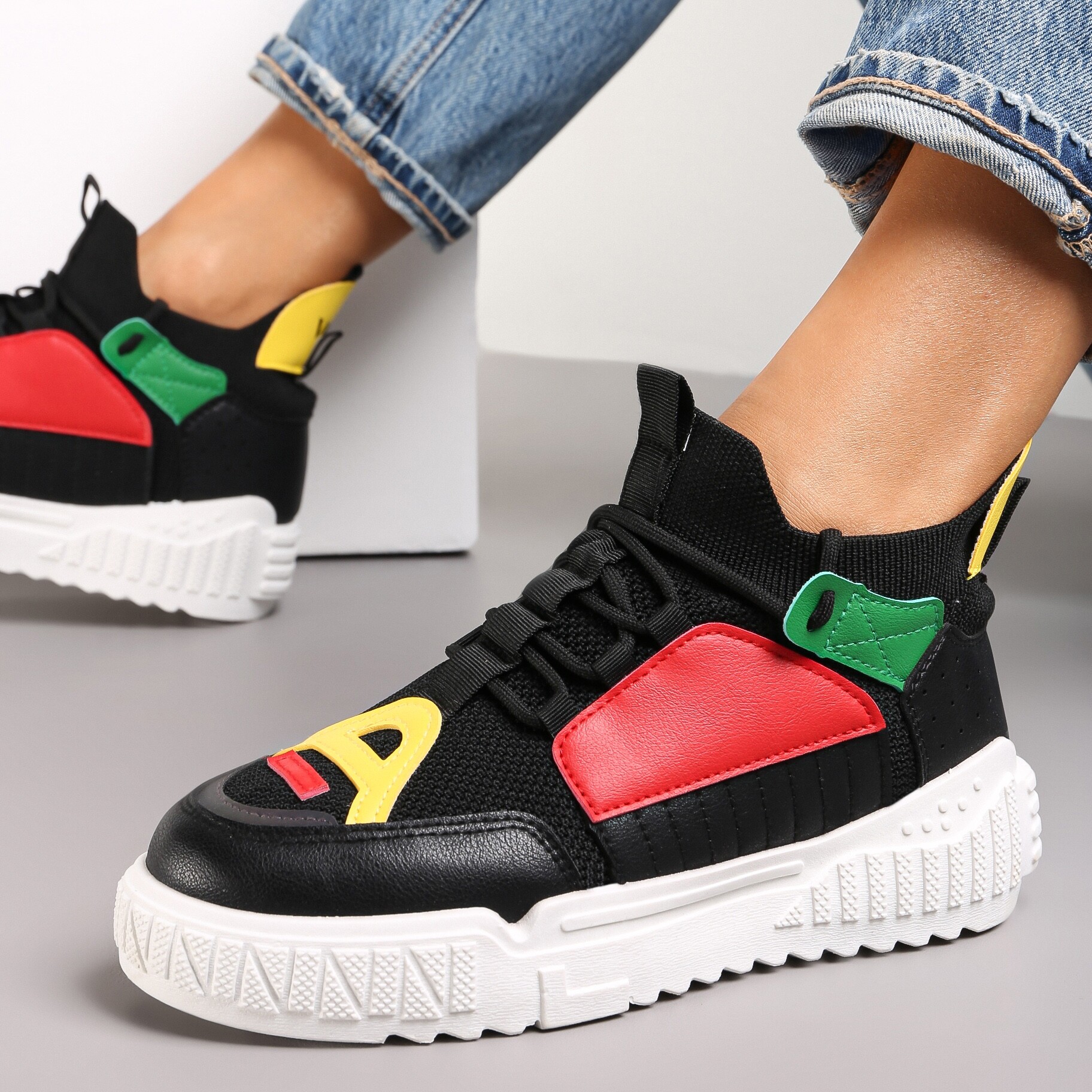 Czarne Sneakersy Agathime, czarny, imitacja skóry, Renee, damski, przejściowy, rozmiar 40