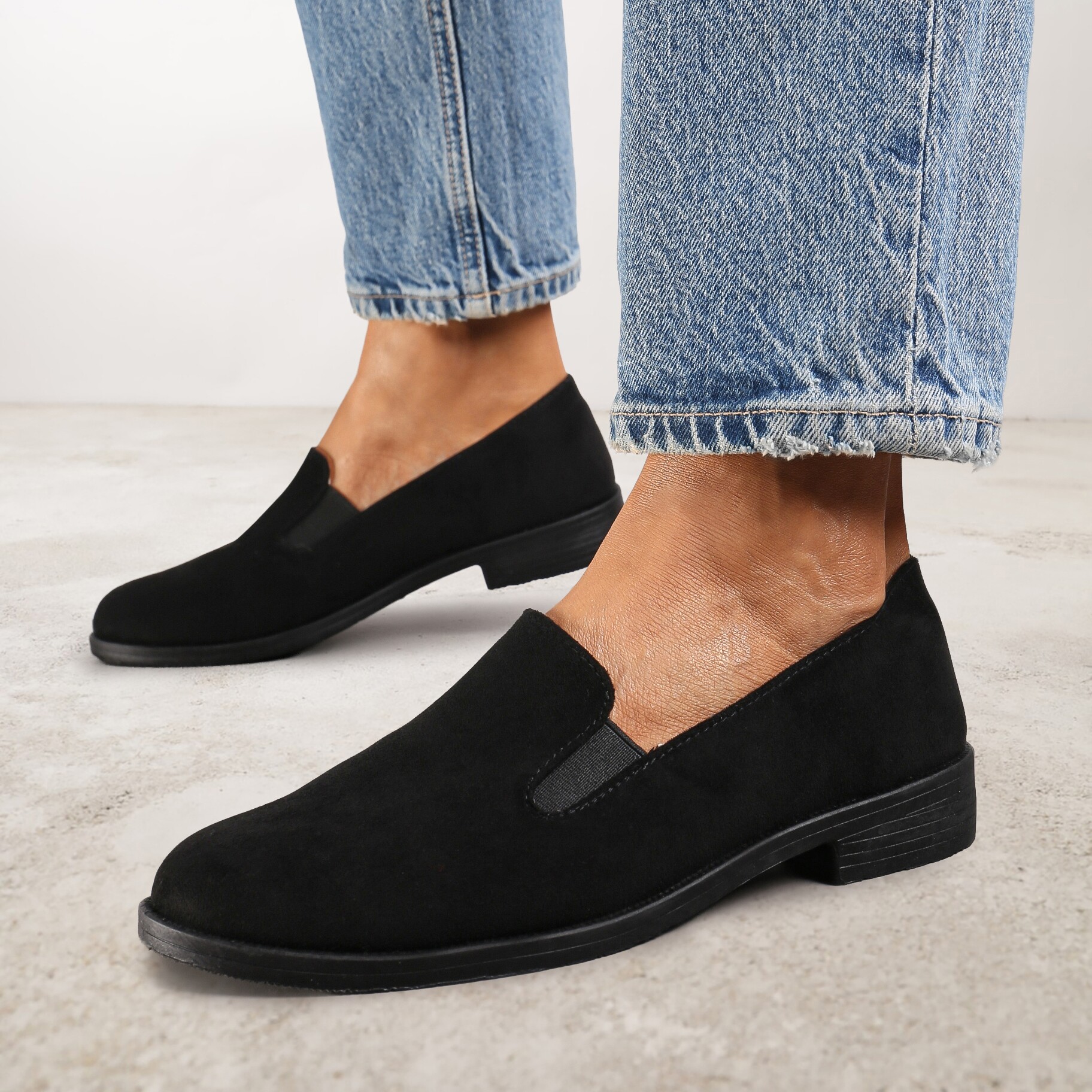 Czarne Eleganckie Mokasyny w Stylu Loafersów Wiallara, czarny, imitacja zamszu, Renee, damski, przejściowy, rozmiar 37