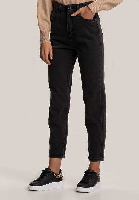 Czarne Jeansy Mom Fit Faetumal