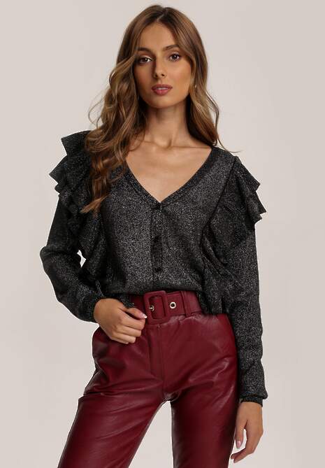 Czarno-Srebrny Sweter Loralynn