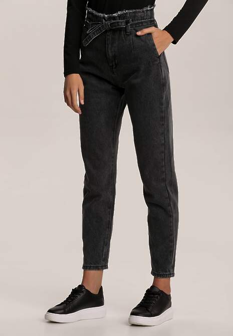 Ciemnoszare Jeansy Mom Fit Laamtora