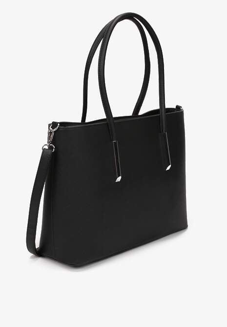 Czarna Duża Torebka Shopper z Rączkami Annina