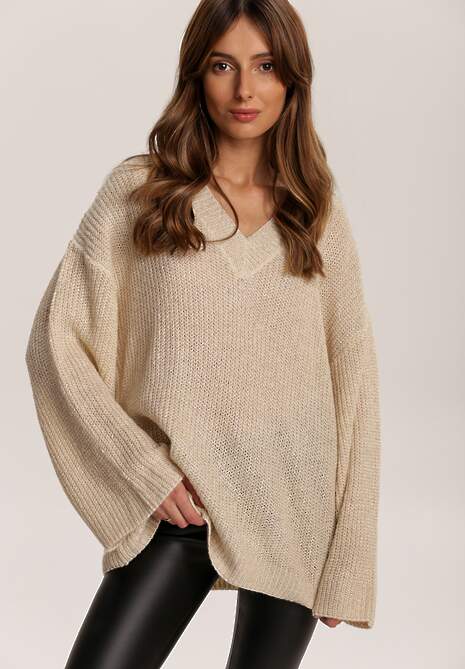 Jasnobeżowy Sweter Z Wełną Tulipfeather