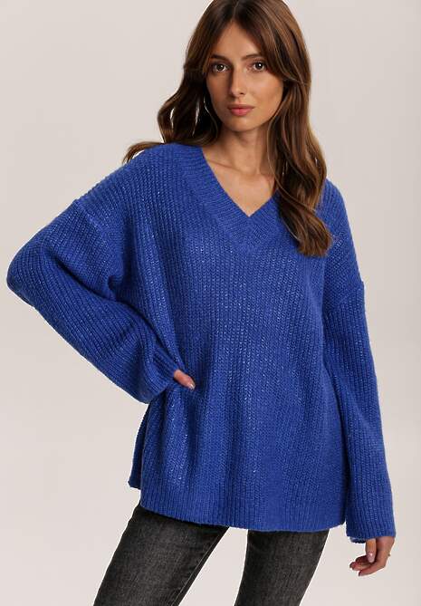 Granatowy Sweter Z Wełną Tulipfeather