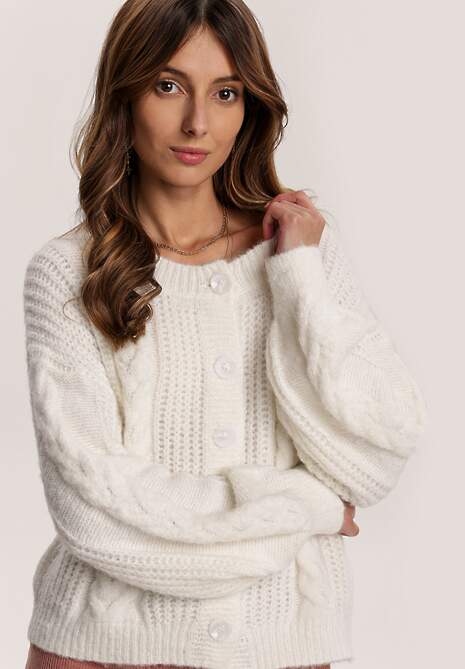 Cardigan Alb Cu Lână Daesandoral