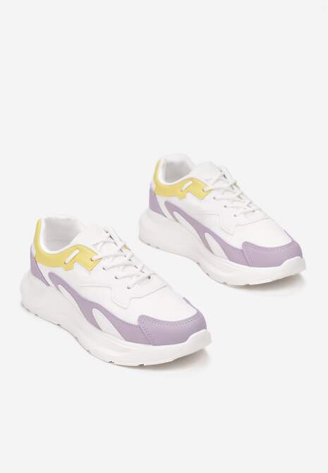 Biało-Liliowe Sneakersy Nautinne 4