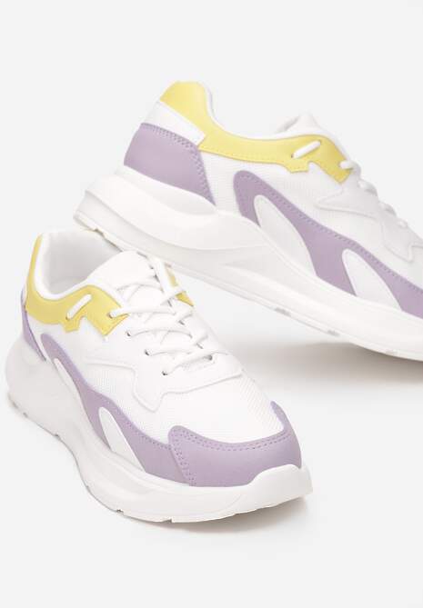 Biało-Liliowe Sneakersy Nautinne 5