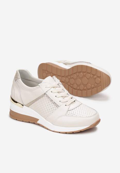 Beżowo-Złote Sneakersy Barbena 4