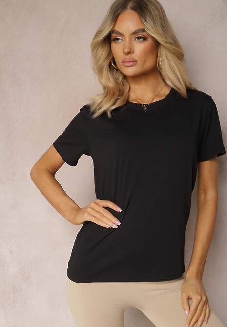 Czarna Koszulka T-shirt z Bawełny Radovida 4