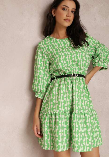 Zielona Sukienka z Paskiem Kaliphae