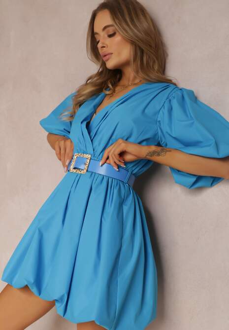 Niebieska Sukienka z Paskiem Galale