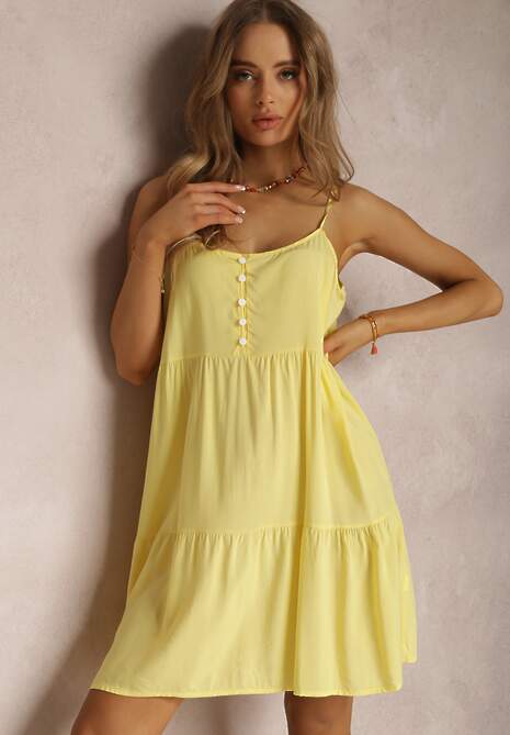 Żółta Sukienka z Wiskozy Endousa