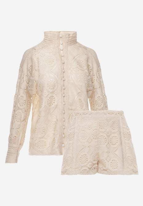 Jasnobeżowy 2-Częściowy Komplet Koronkowy Lolet 6