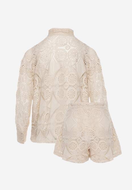 Jasnobeżowy 2-Częściowy Komplet Koronkowy Lolet 7