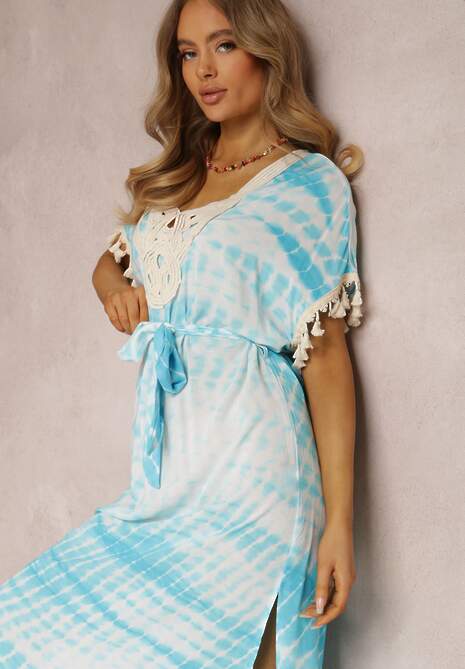 Rochie albastru deschis cu curea Dephinca 4