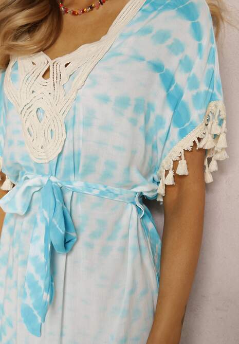 Rochie albastru deschis cu curea Dephinca 5