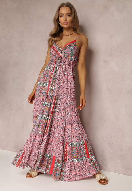 Różowa Sukienka z Wiskozy Fihi