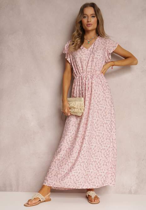 Różowa Sukienka z Bawełny Haideis
