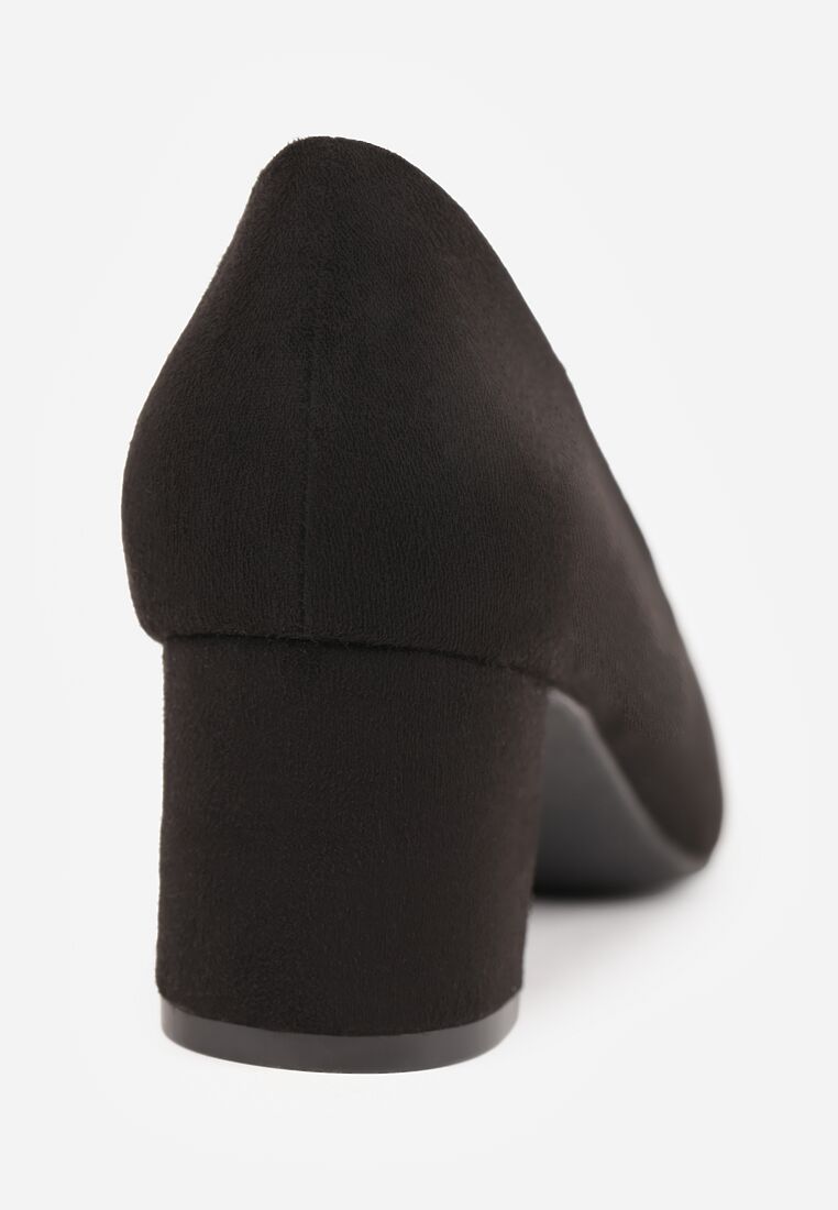 Czarne Casualowe Czółenka na Słupku Bastien 7