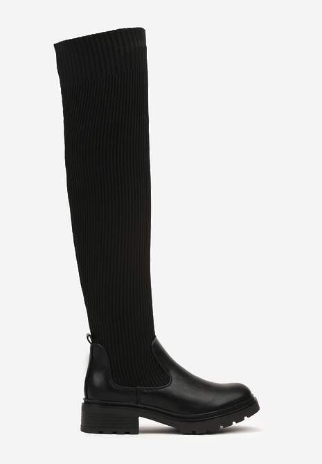 Czarne Kozaki z Elastyczną Cholewką Brygoros