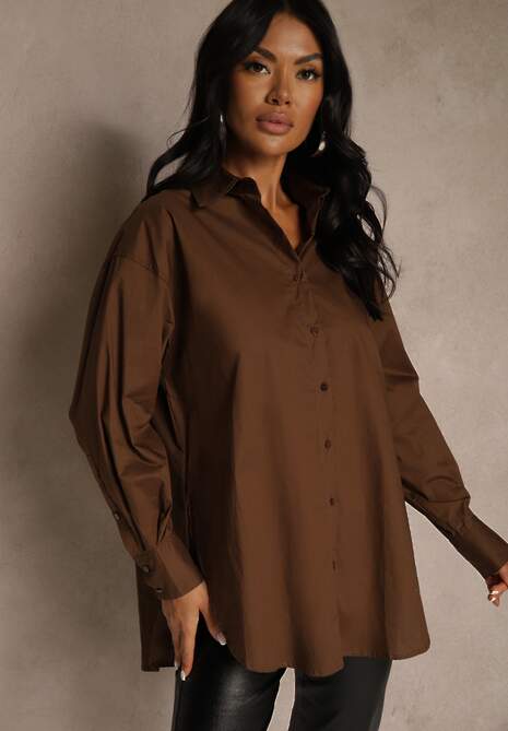 Ciemnobrązowa Koszula Bawełniana Aquida