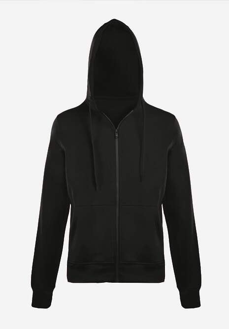 Czarna Bluza z Kapturem Zapinana na Suwak Edan 6