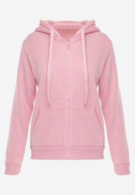 Różowa Bluza z Kapturem Zapinana na Suwak Edan 6