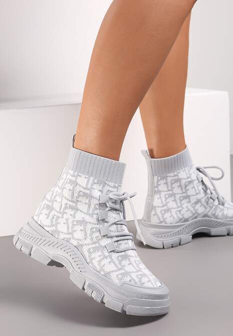 Szare Sneakersy z Elastyczną Cholewką Aamu