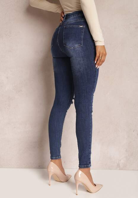 Granatowe Jeansy Skinny Aesophor 4