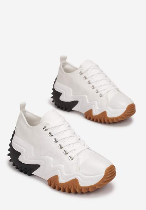 Białe Sneakersy na Platformie z Wypustkami Zegrer 4