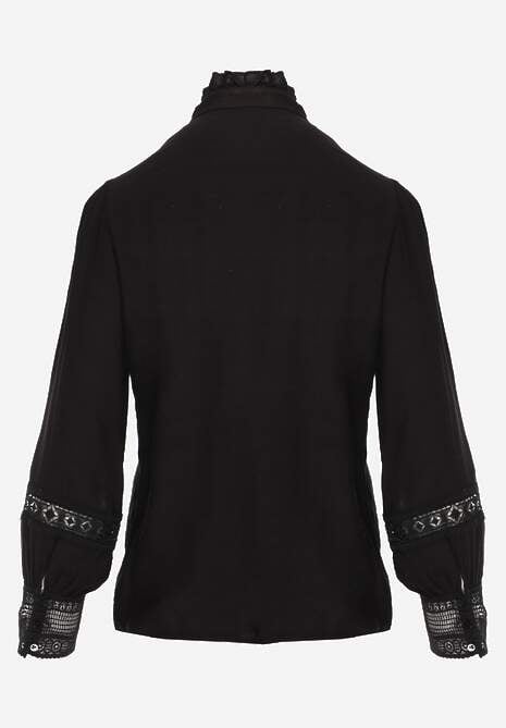 Czarna Koszula ze Stójką i Koronką Phaeninca 7