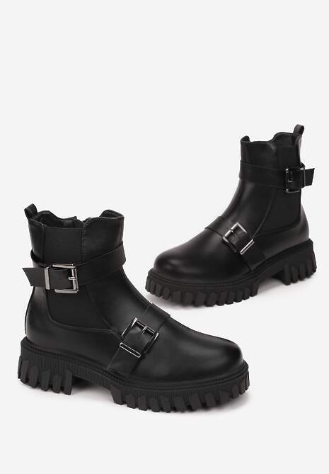 Botine negre workeri cu cataramă Yeza 4