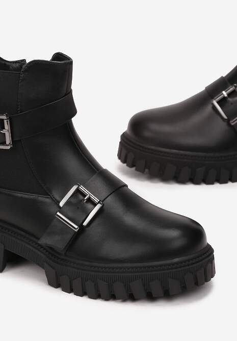 Botine negre workeri cu cataramă Yeza 5