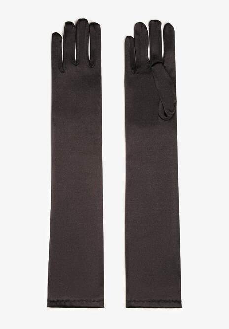Czarne Rękawiczki Długie z Imitacji Skóry Neginah