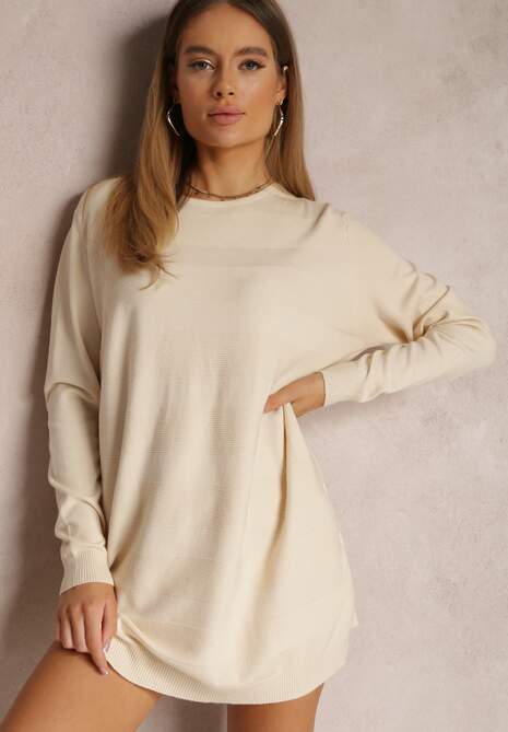 Beżowy Sweter Oversize Micha